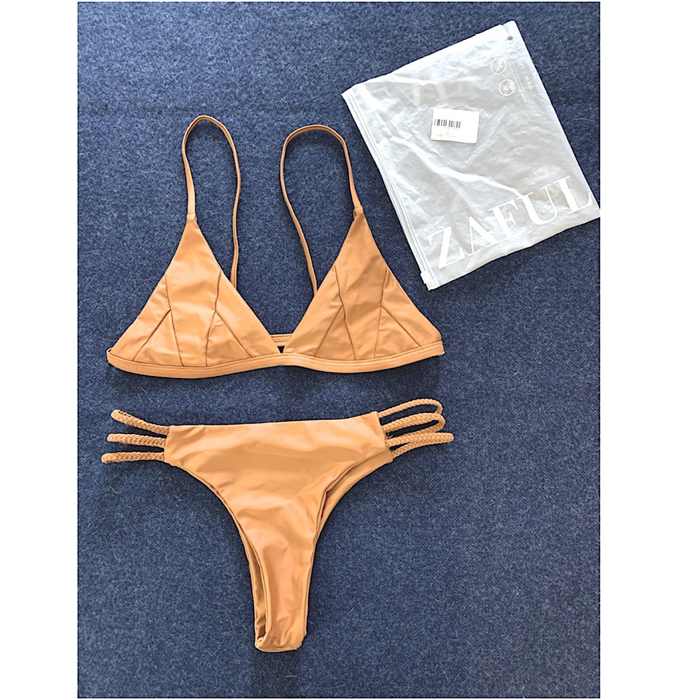Zaful Cheeky Bikini - Coffee Color